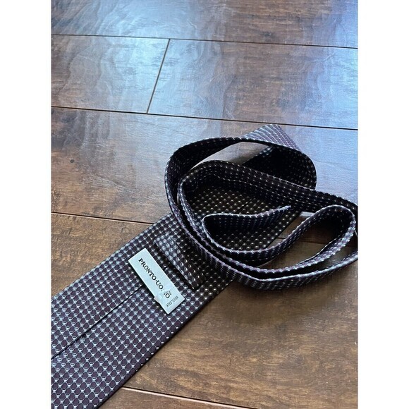 Pronto-uomo Mens 100% Silk Casual Printed Tie - Picture 5 of 5